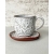 Komplet ceramiczny WHITE ROSE (kubek 330 ml + talerzyk 13 cm)