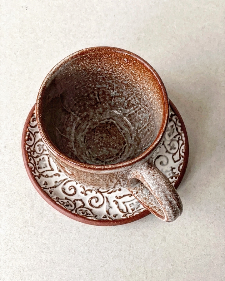 Komplet ceramiczny GINGERBREAD (kubek 300 ml + talerzyk 13,5 cm)