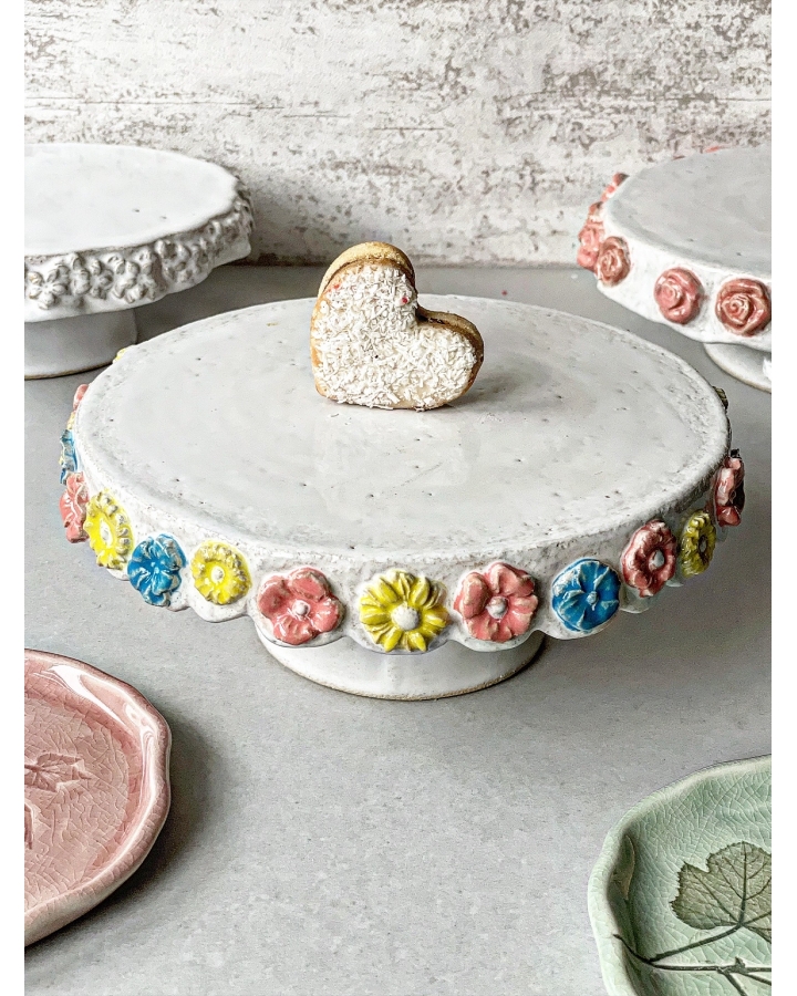 Patera ceramiczna na tort/ciasto FLOWERS 20 cm