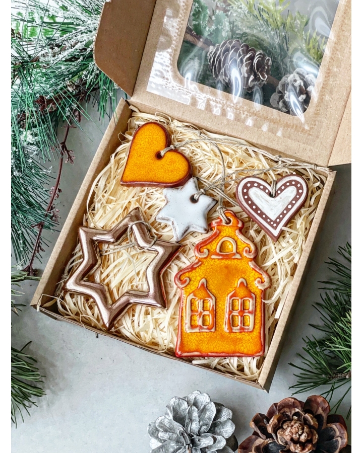 Box świąteczny ORANGE mały (5 ceramicznych ozdób choinkowych)