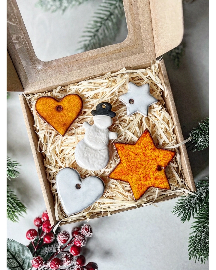 Box świąteczny ORANGE mały (5 ceramicznych ozdób choinkowych)