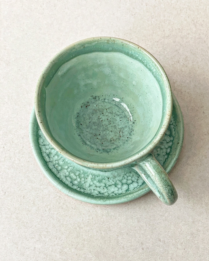 Komplet ceramiczny MINT (kubek 170 ml + talerzyk 11,5 cm)