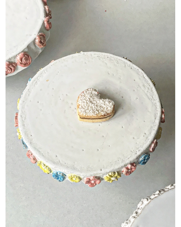 Patera ceramiczna na tort/ciasto FLOWERS 20 cm