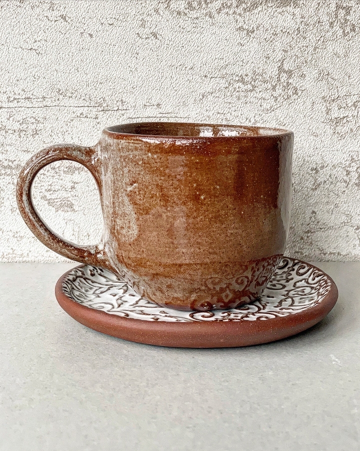 Komplet ceramiczny GINGERBREAD (kubek 300 ml + talerzyk 13,5 cm)