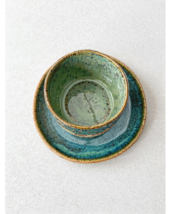 Komplet ceramiczny SEA MANDALA (kubek 150 ml + talerzyk 11,5 cm)