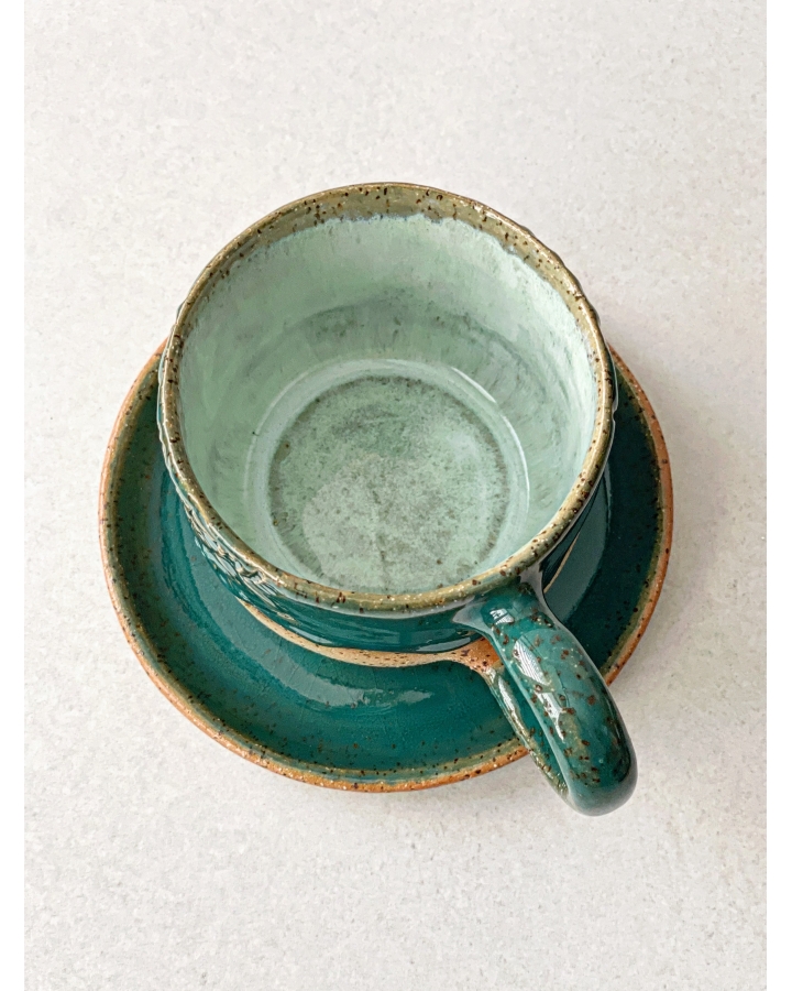 Komplet ceramiczny MARITIME MANDALA (kubek 330 ml + talerzyk 14 cm)