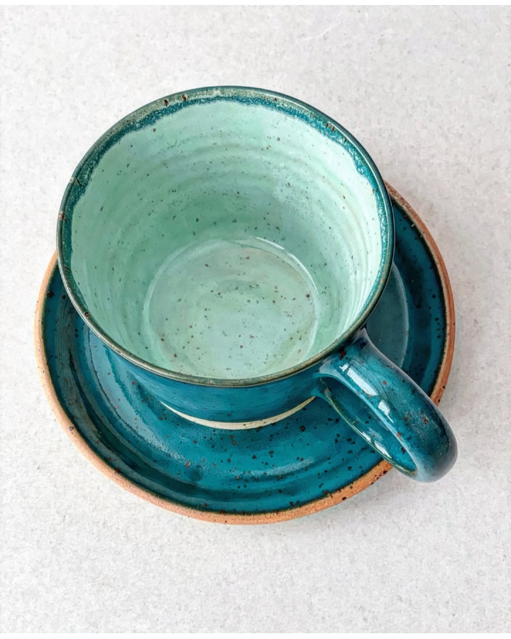 Komplet ceramiczny MARITIME DOTS (kubek 340 ml + talerzyk 15 cm)