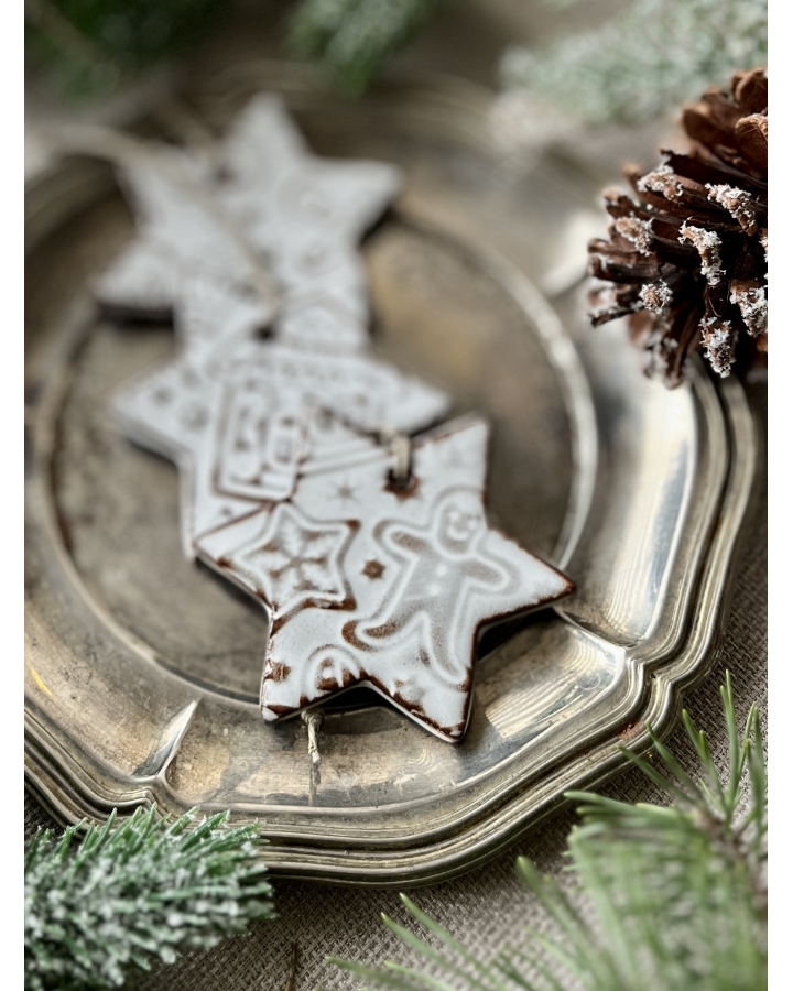 Ceramiczna zawieszka choinkowa GWIAZDKA BIAŁA duża