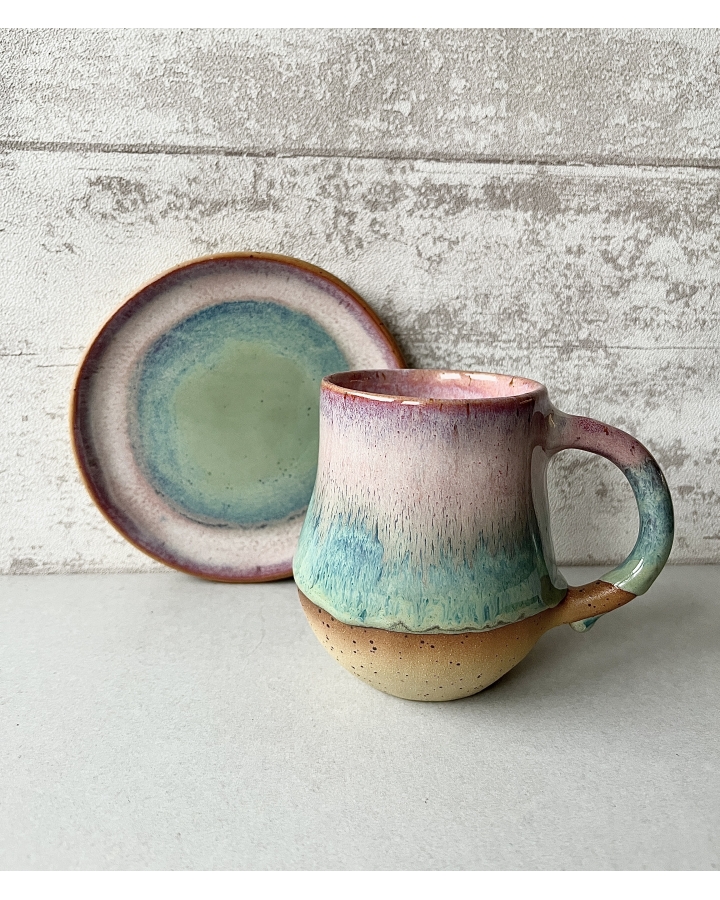 Komplet ceramiczny SUMMER (kubek 300 ml + talerzyk 13,5 cm)