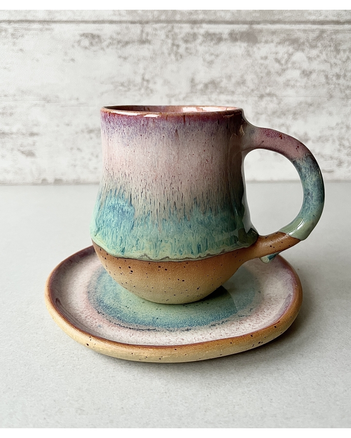 Komplet ceramiczny SUMMER (kubek 300 ml + talerzyk 13,5 cm)