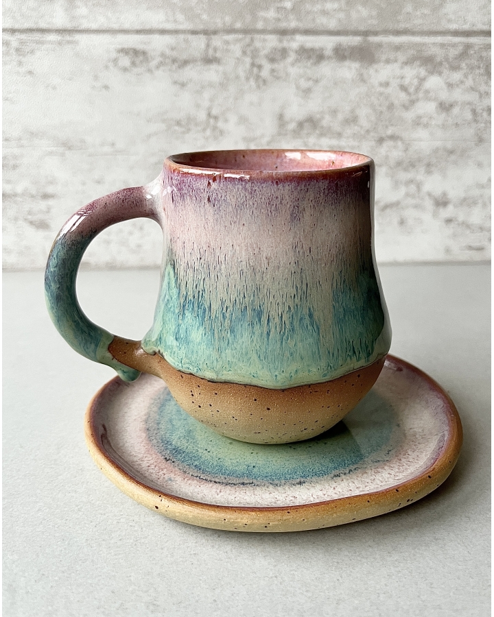 Komplet ceramiczny SUMMER (kubek 300 ml + talerzyk 13,5 cm)