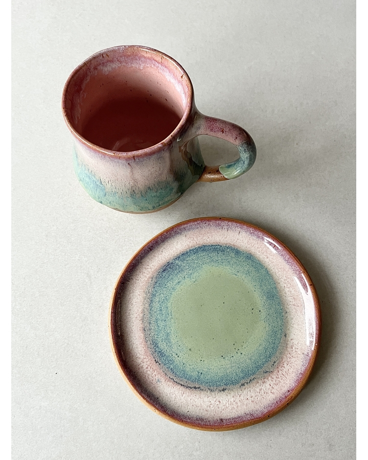 Komplet ceramiczny SUMMER (kubek 300 ml + talerzyk 13,5 cm)