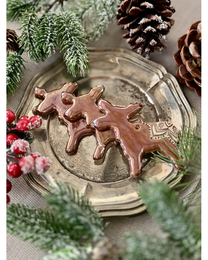 Ceramiczna zawieszka choinkowa RENIFER ZŁOTY