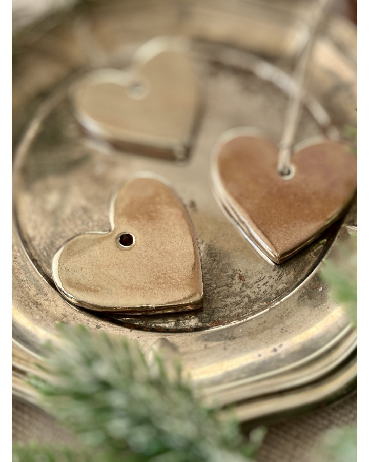 Ceramiczna zawieszka choinkowa SERCE ZŁOTE