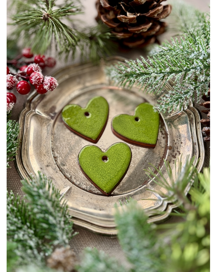 Ceramiczna zawieszka choinkowa SERCE LIMONKOWE
