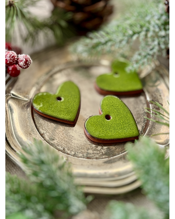 Ceramiczna zawieszka choinkowa SERCE LIMONKOWE