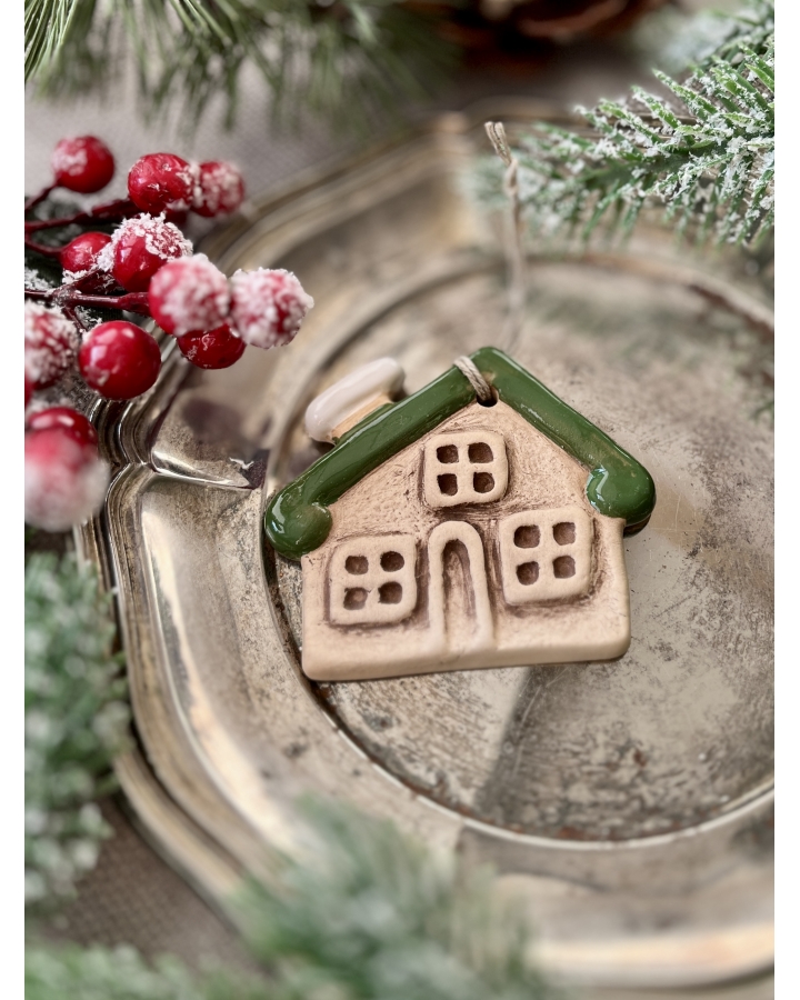 Ceramiczna zawieszka choinkowa CHATKA ZIELONA