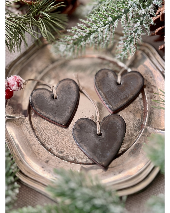 Ceramiczna zawieszka choinkowa SERCE CZARNE