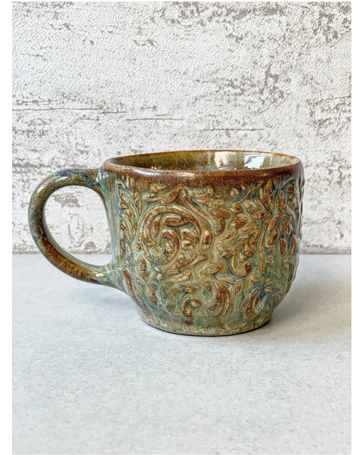 Kubek ceramiczny BLUE BEIGE FLORAL 320 ml