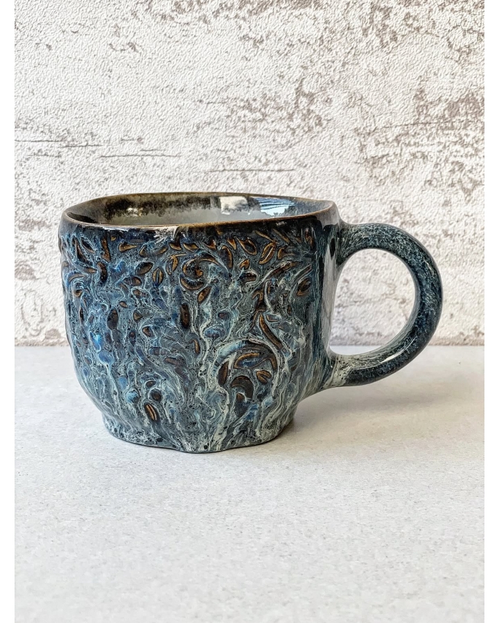 Kubek ceramiczny DARK BLUE FLORAL 320 ml