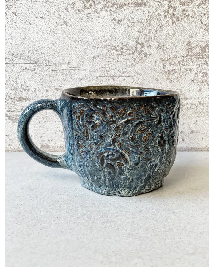 Kubek ceramiczny DARK BLUE FLORAL 320 ml