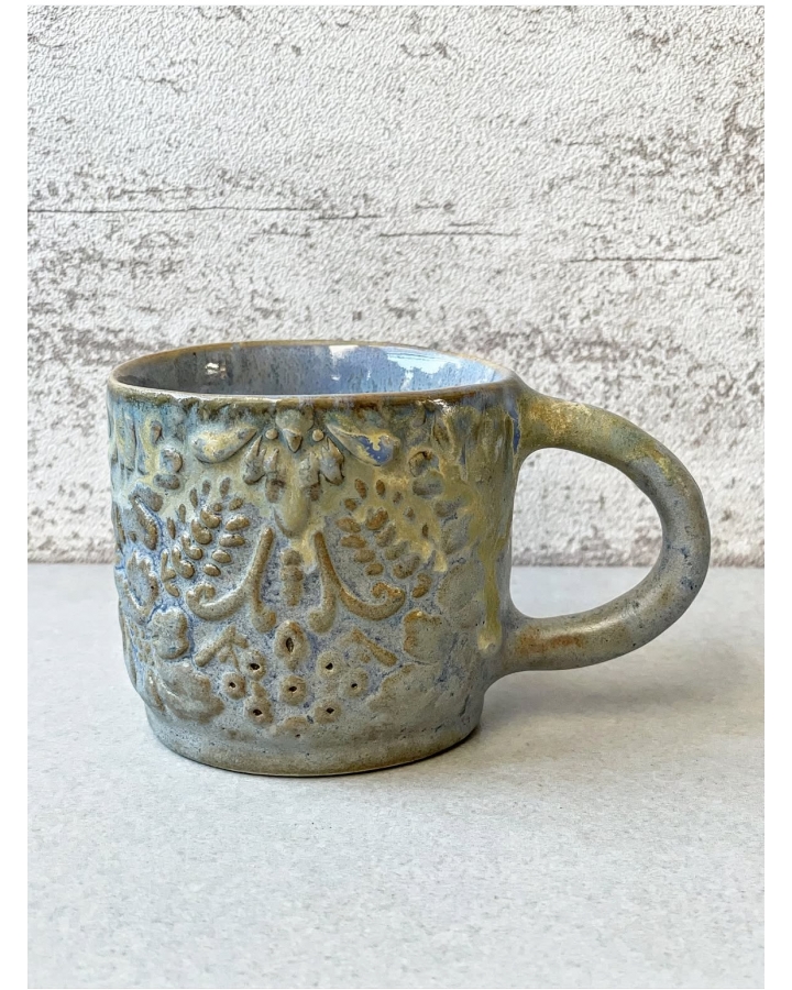 Kubek ceramiczny BLUE GREY FLOWERS 200 ml