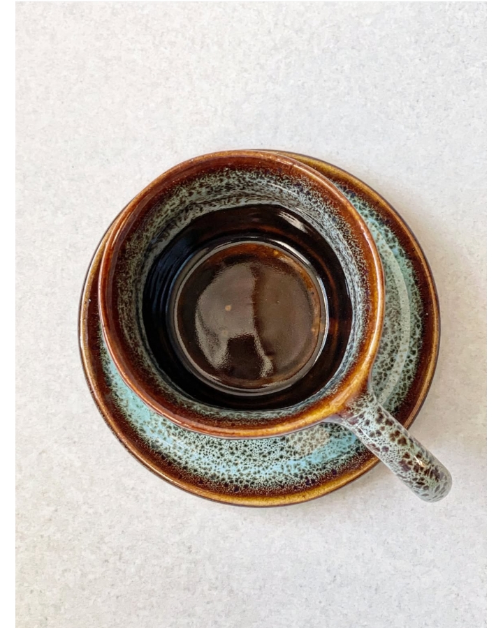 Komplet ceramiczny VINTAGE FLOWERS (kubek 200 ml + talerz 12 cm)