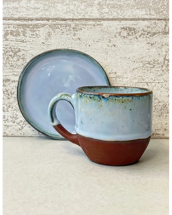 Komplet ceramiczny BLUE (kubek 320 ml + talerzyk 13,5 cm)