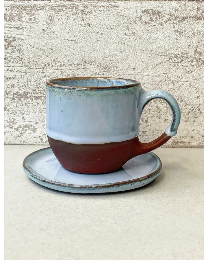 Komplet ceramiczny BLUE (kubek 320 ml + talerzyk 13,5 cm)