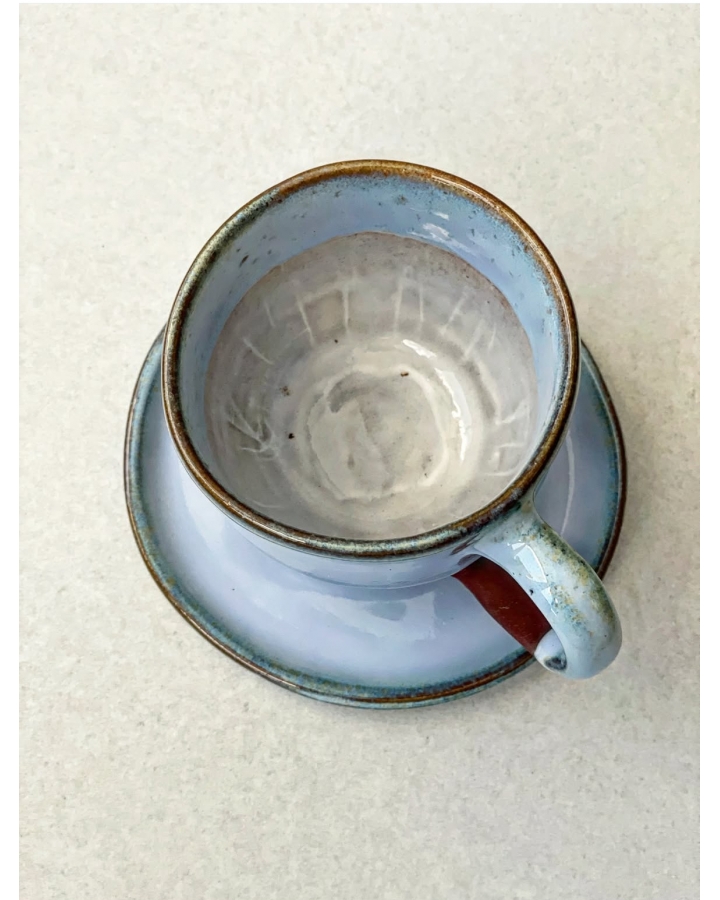 Komplet ceramiczny BLUE (kubek 320 ml + talerzyk 13,5 cm)