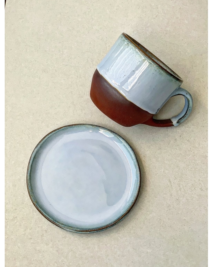 Komplet ceramiczny BLUE (kubek 320 ml + talerzyk 13,5 cm)