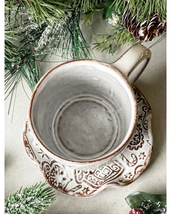 Komplet ceramiczny CIASTEK PIERNIKOWY (kubek 340 ml + talerzyk 13 cm)