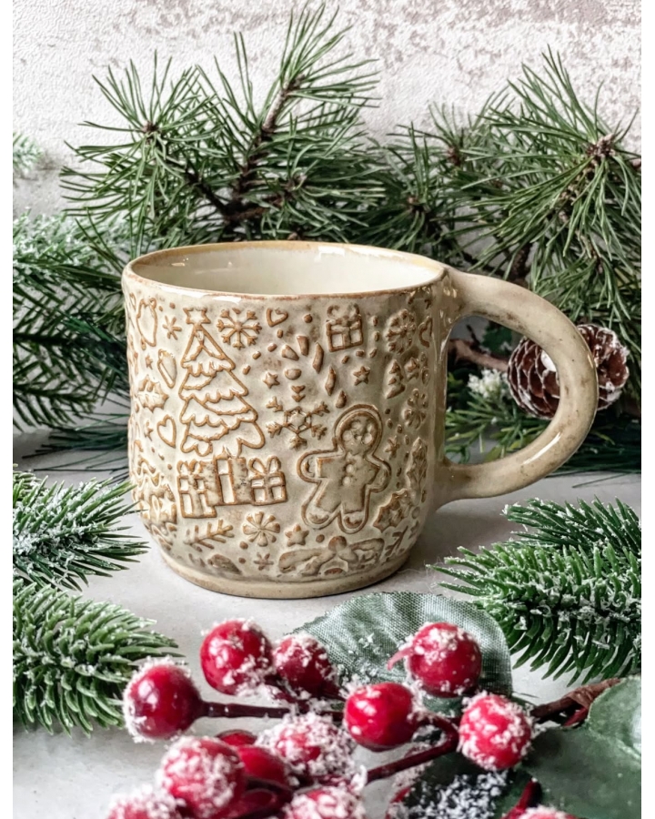 Kubek ceramiczny BEIGE CHRISTMAS 360 ml