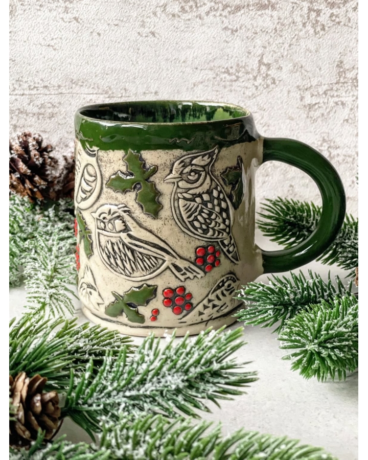 Kubek ceramiczny GREEN BIRDS 450 ml