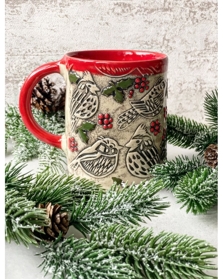 Kubek ceramiczny RED BIRDS 550 ml