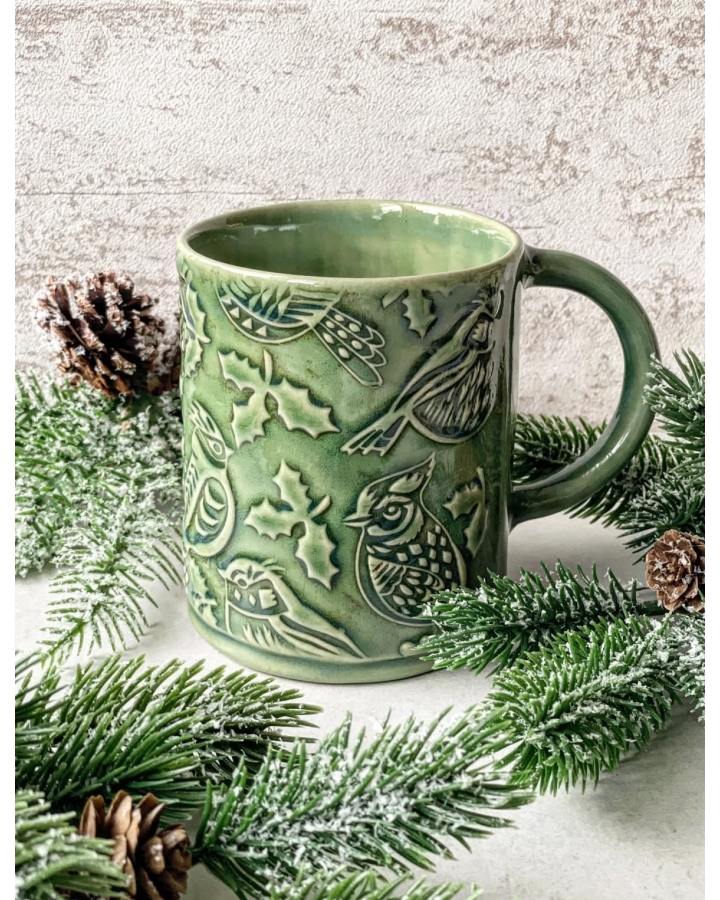 Kubek ceramiczny GREEN BIRDS 560 ml