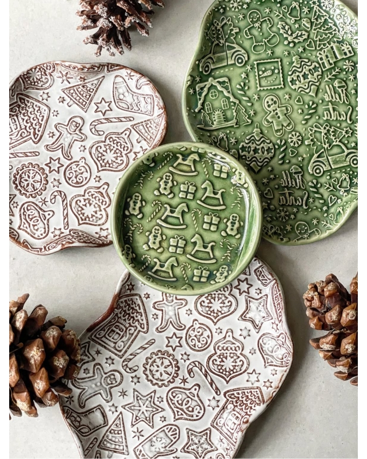 Talerz ceramiczny GREEN CHRISTMAS 22 cm x 18 cm