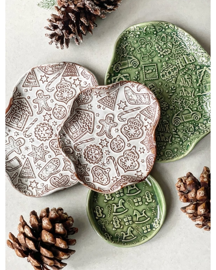 Talerz ceramiczny GREEN CHRISTMAS 22 cm x 18 cm