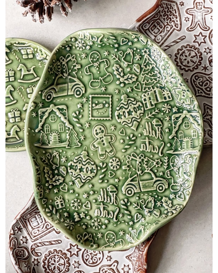 Talerz ceramiczny GREEN CHRISTMAS 22 cm x 18 cm