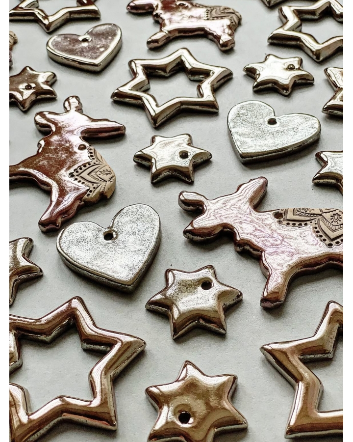 Ceramiczna zawieszka choinkowa SERCE ZŁOTE