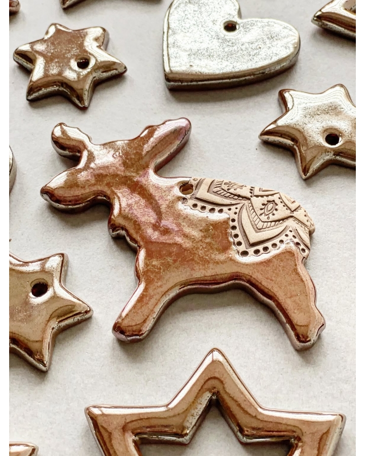 Ceramiczna zawieszka choinkowa RENIFER ZŁOTY