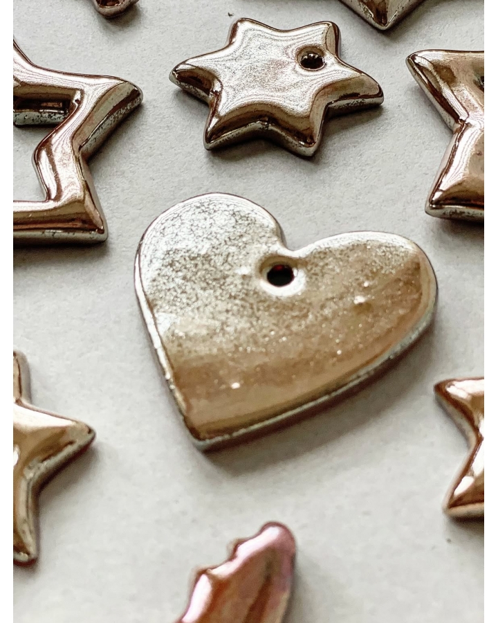 Ceramiczna zawieszka choinkowa SERCE ZŁOTE