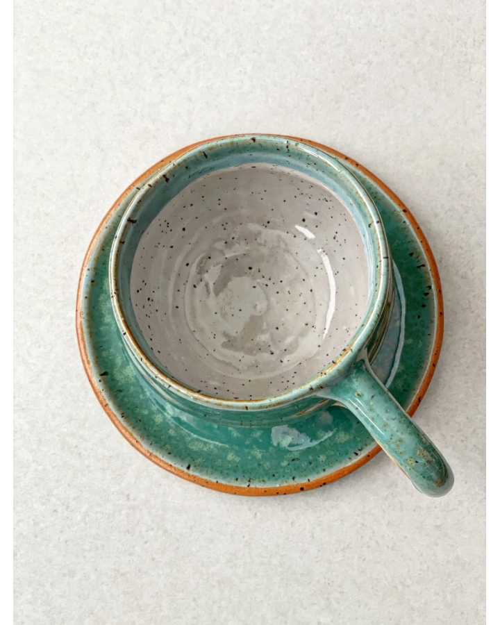 Komplet ceramiczny AQUA DOTS (kubek 360 ml + talerzyk 14 cm)