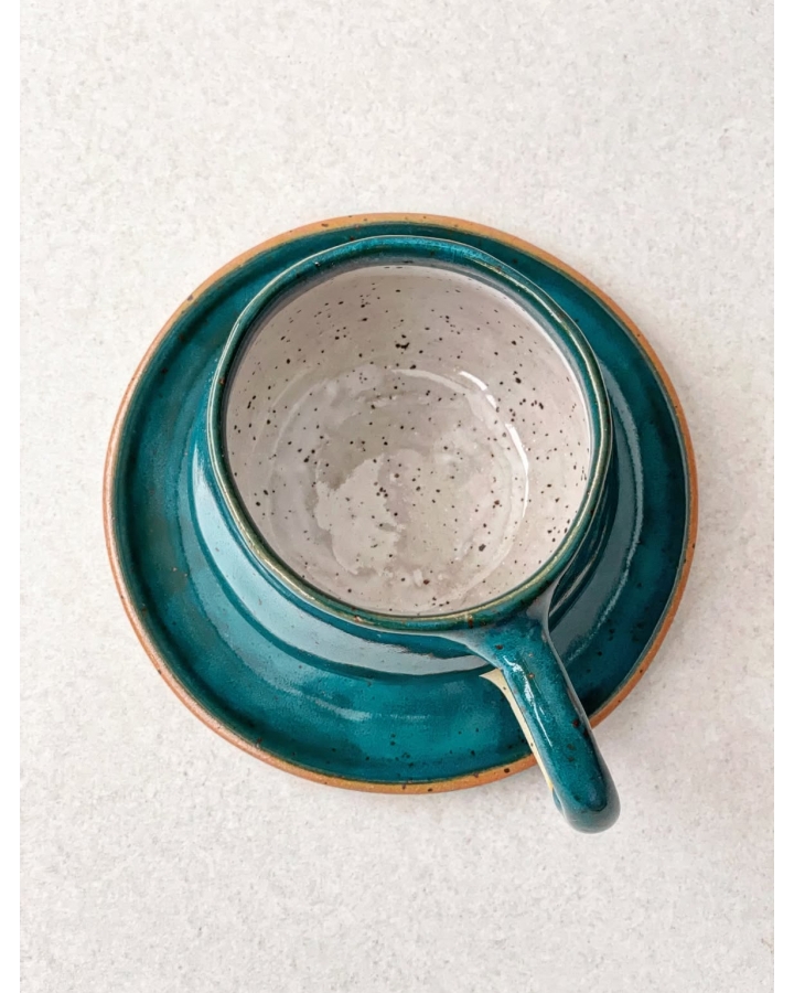 Komplet ceramiczny MARITIME DOTS (kubek 300 ml + talerzyk 14 cm)