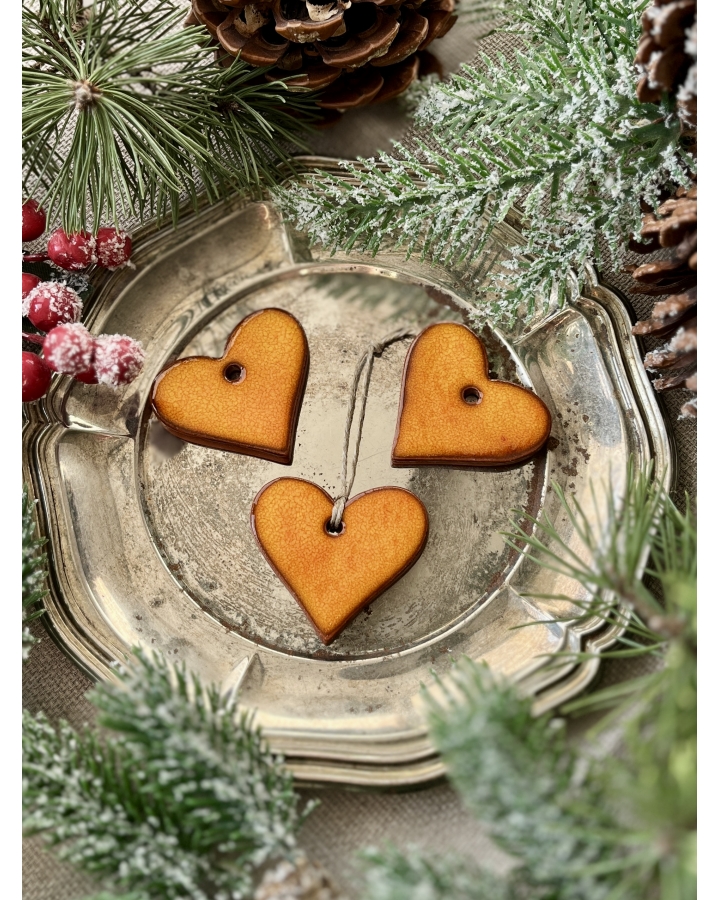 Ceramiczna zawieszka choinkowa SERCE POMARAŃCZOWE