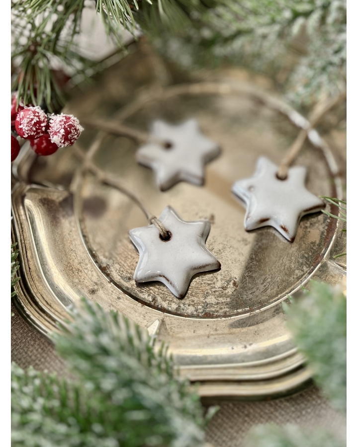 Ceramiczna zawieszka choinkowa GWIAZDKA LUKROWANA mała