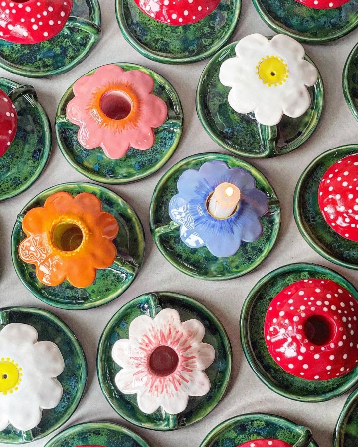 Świecznik ceramiczny KWIATEK