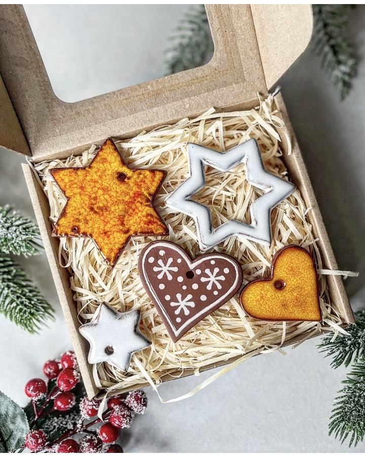 Box świąteczny ORANGE mały (5 ceramicznych ozdób choinkowych)