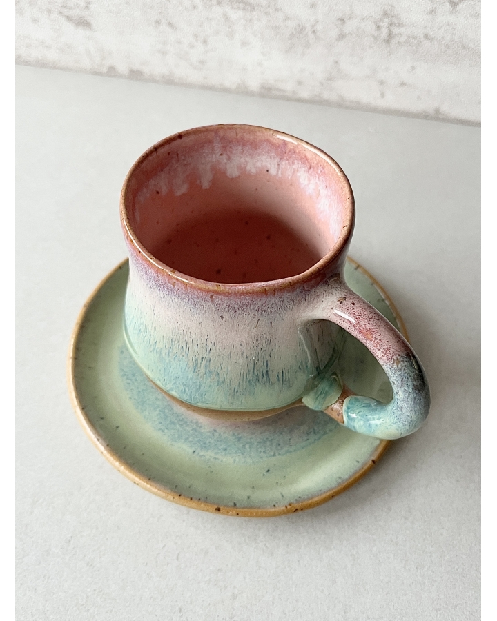 Komplet ceramiczny SUMMER (kubek 260 ml + talerzyk 13,5 cm)