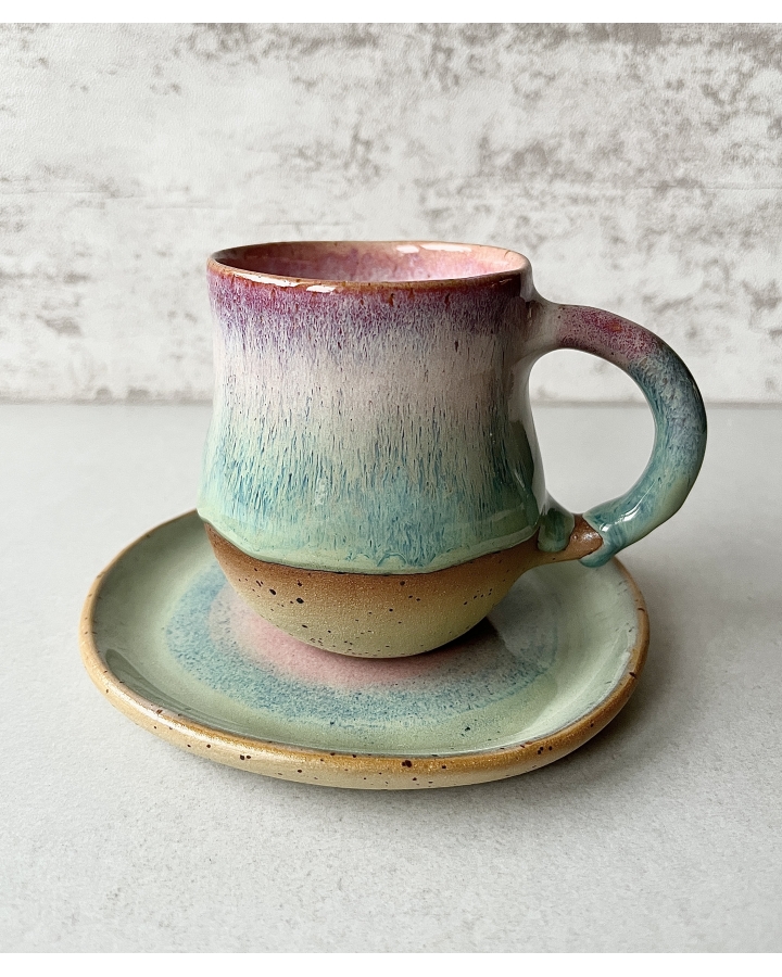 Komplet ceramiczny SUMMER (kubek 260 ml + talerzyk 13,5 cm)